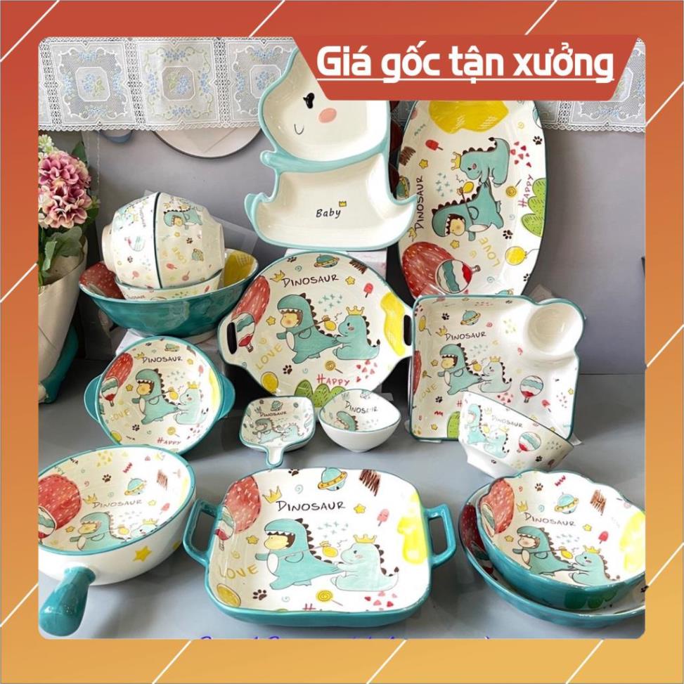 Giá Siêu Rẻ  Bát đĩa gốm sứ decor trang trí đồ ăn cho bé siêu đẹp Tổng hợp sét bát đĩa khủng long