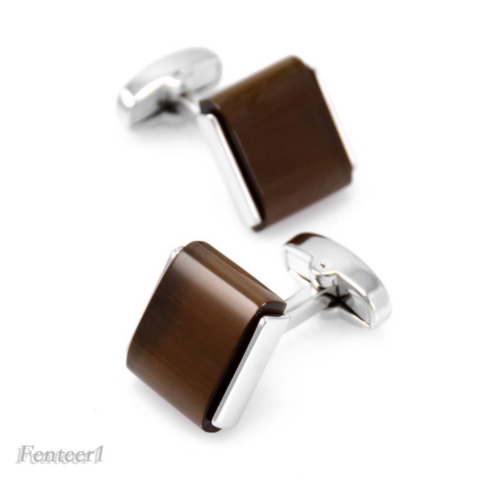 [Fenteer1] Khuy Măng Sét Bằng Đồng Thau Đính Đá Opal Màu Nâu Phong Cách Pháp Cho Đám Cưới