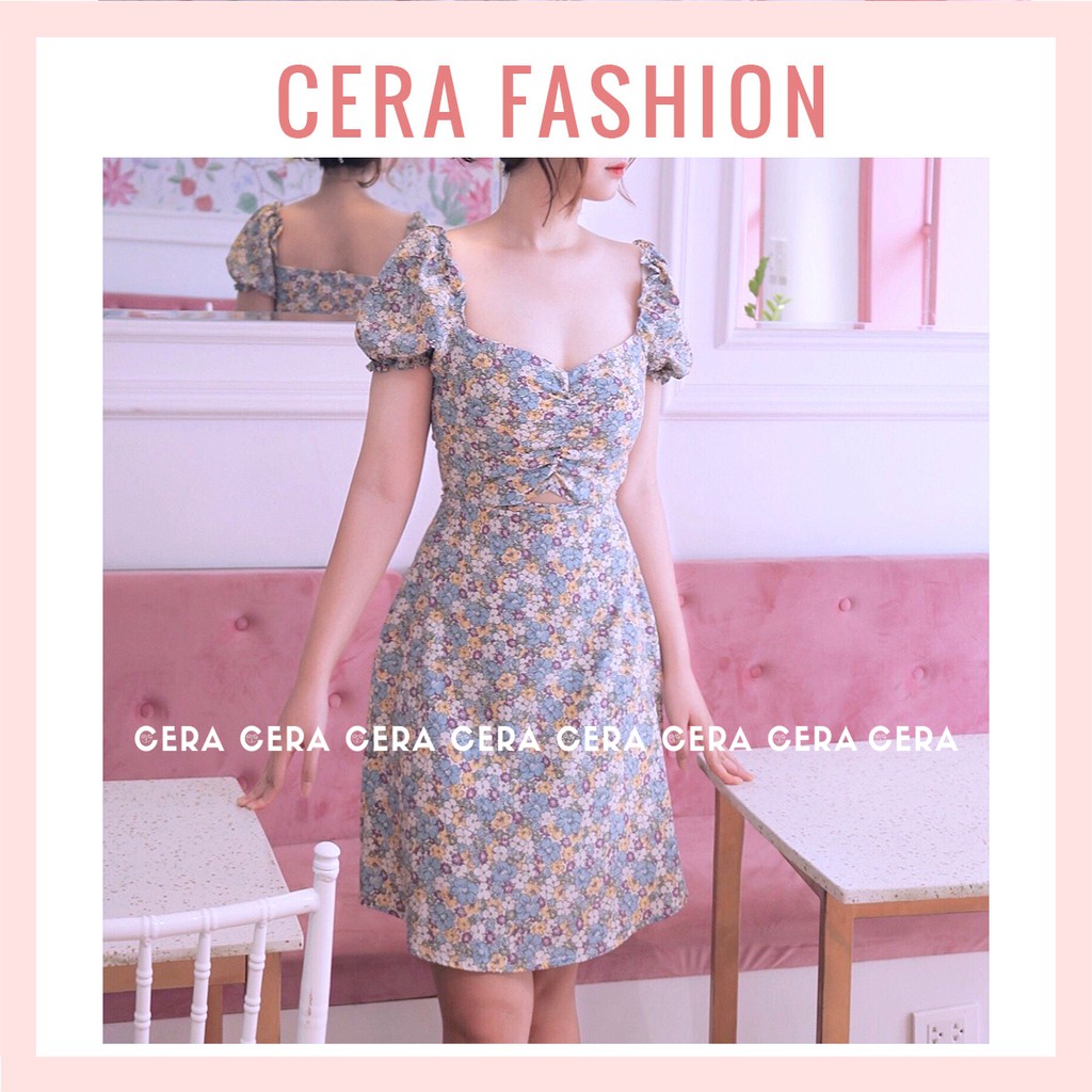 Đầm hoa nhí vintage nữ dáng xòe 🍓 Váy hoa nhí nữ phong cách vintage ulzzang 🍓 CERA FASHION