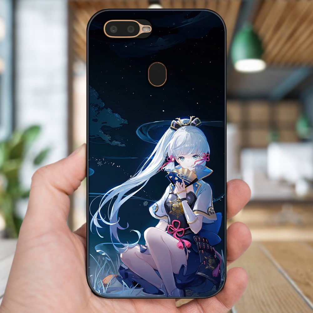 Ốp lưng Oppo A5S, A7, A12, F9 viền đen in hình Ayaka Genshin Impact