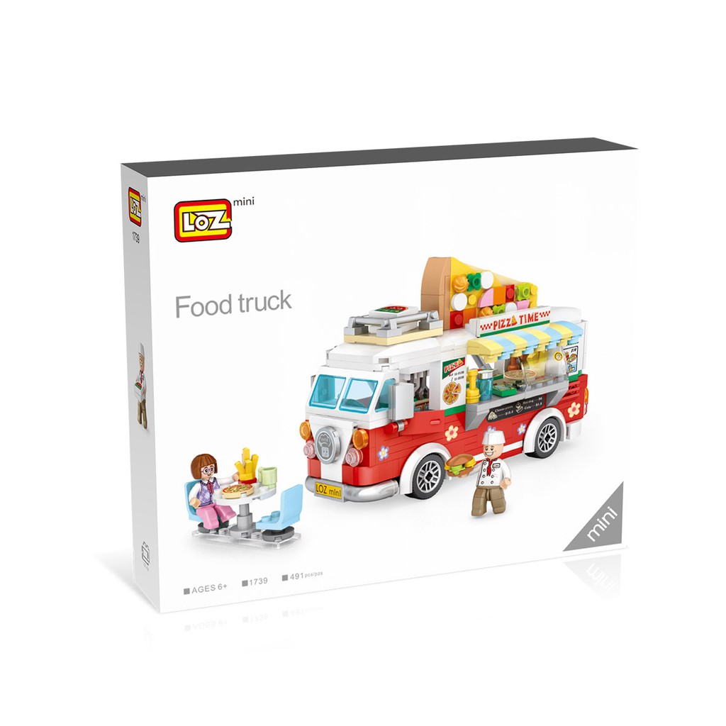 Bộ Đồ Chơi Lắp Ráp Mô Hình Xe Tải Bán Pizza/Cà Phê Mini LOZ 1739 1740 Tùy Chọnlego minecraft