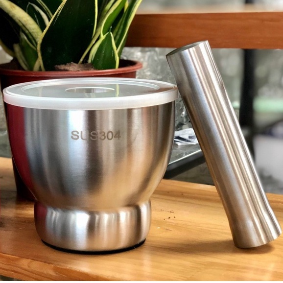 Bộ cối chày inox 304 cao cấp chống nấm mốc độc hại