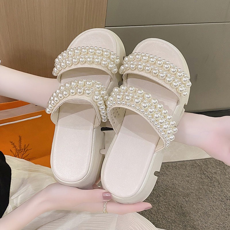 (S165) Dép nữ 2 quai ngọc đế bánh mì 4 phân (Mã 7228)