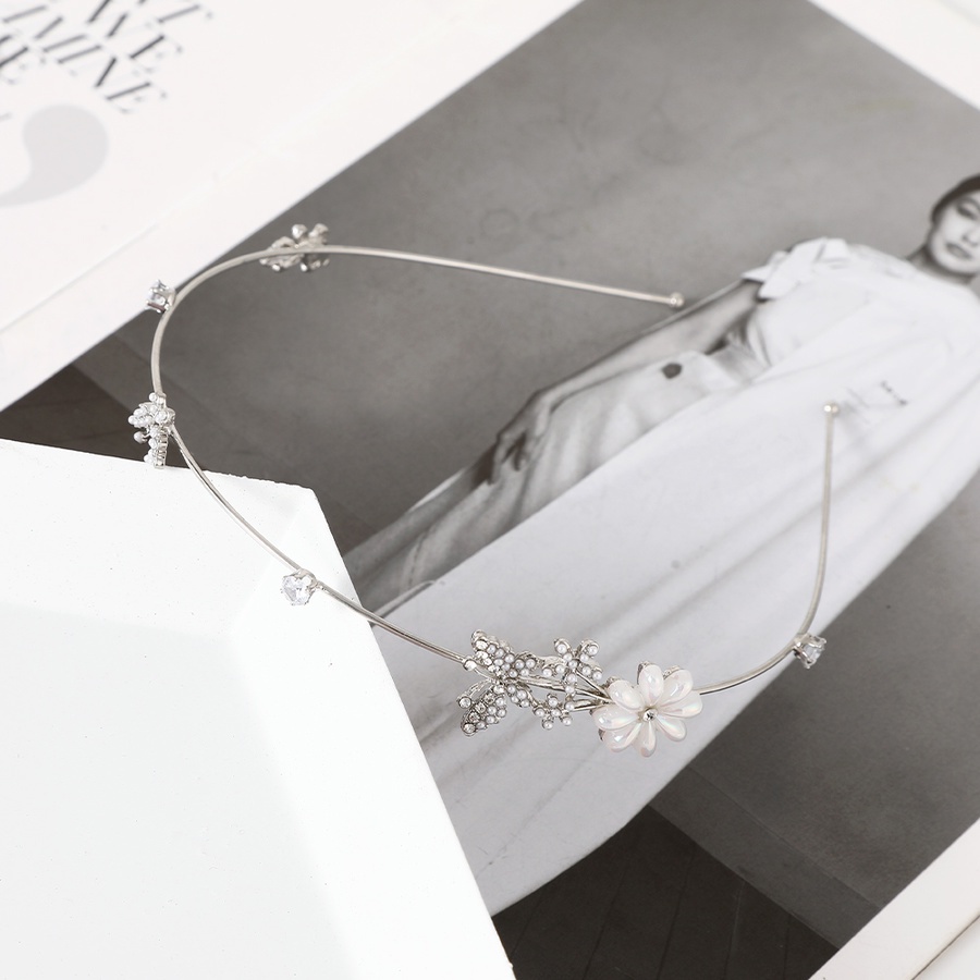 Băng Đô Hai Lớp Bằng Hợp Kim Đính Đá Hình Hoa Phong Cách Hàn Quốc