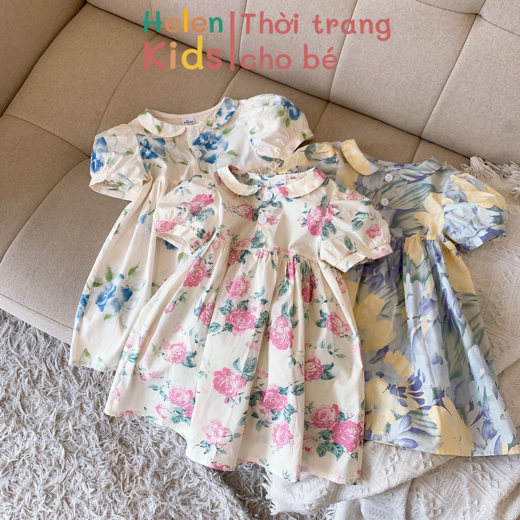 Váy cho bé gái Helen Kids Váy đầm cổ sen phong cách vintage VG08