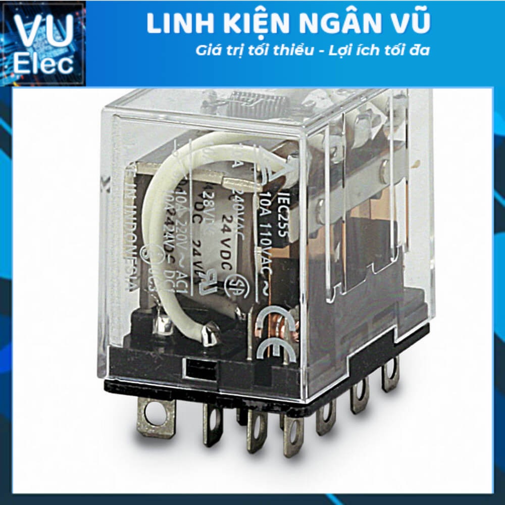 Relay LY4 24V 14 chân to dòng 10A, Rơ le trung gian, relay 24V10A 14 chân  (Chân To)