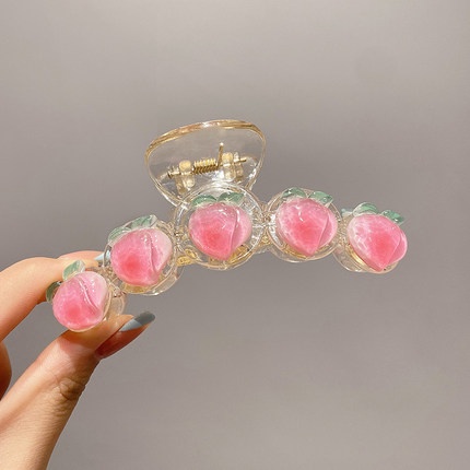 Kẹp Tóc Trong Suốt Trái Đào Ngọt Ngào Phong Cách Hàn Quốc