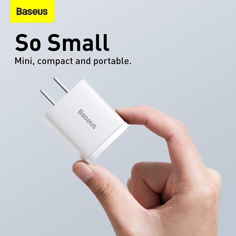 Củ sạc điện thoại Baseus Compact Quick Charger U+C 20W| Sạc nhanh 30p, 2 cổng sạc, nhỏ gọn