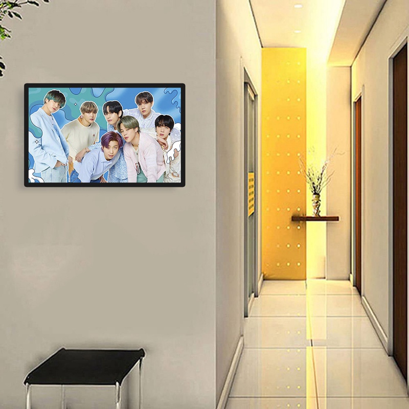 Tranh Đính Đá Kim Cương Toàn Bộ Hình Vẽ Nhóm Nhạc BTS Trang Trí Nhà Cửa DIY