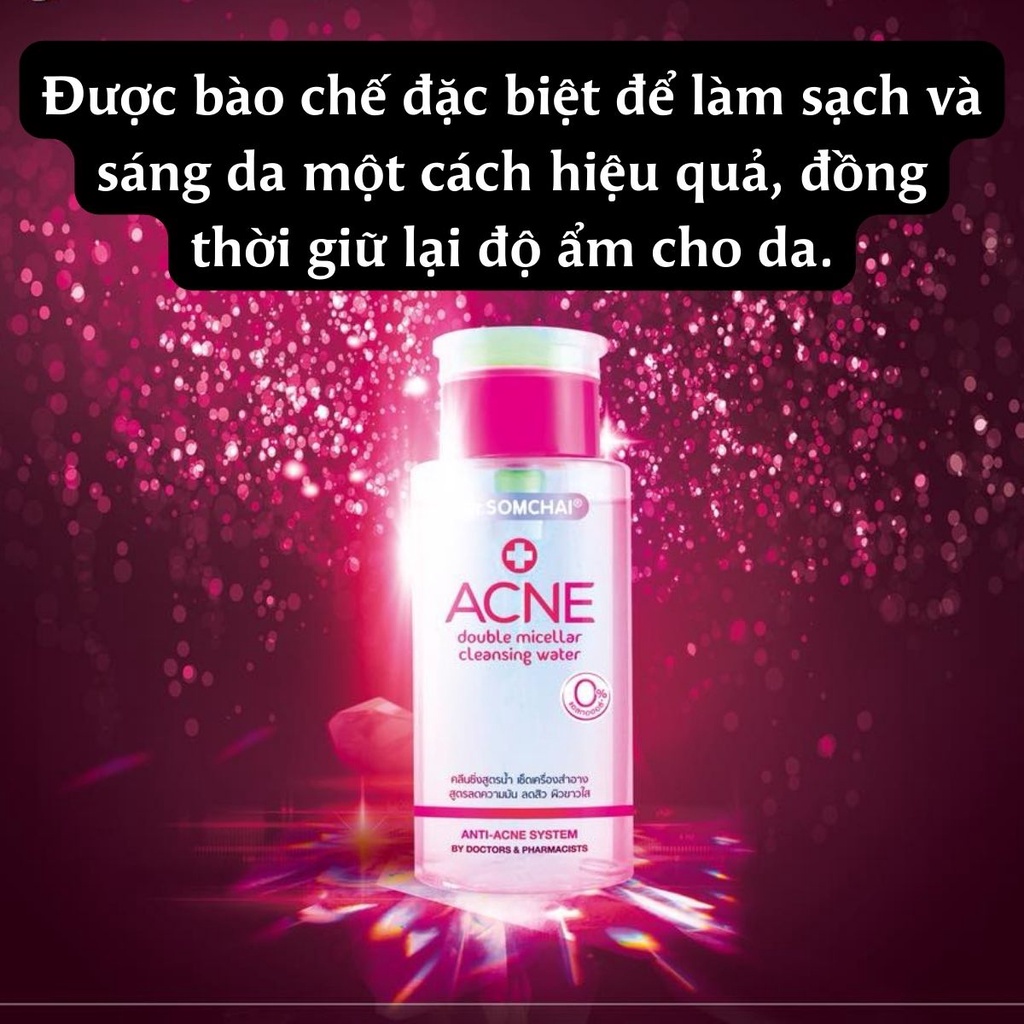 Nước tẩy trang DR.SOMCHAI ACNE DOUBLE MICELLAR ngừa mụn và kiểm soát dầu