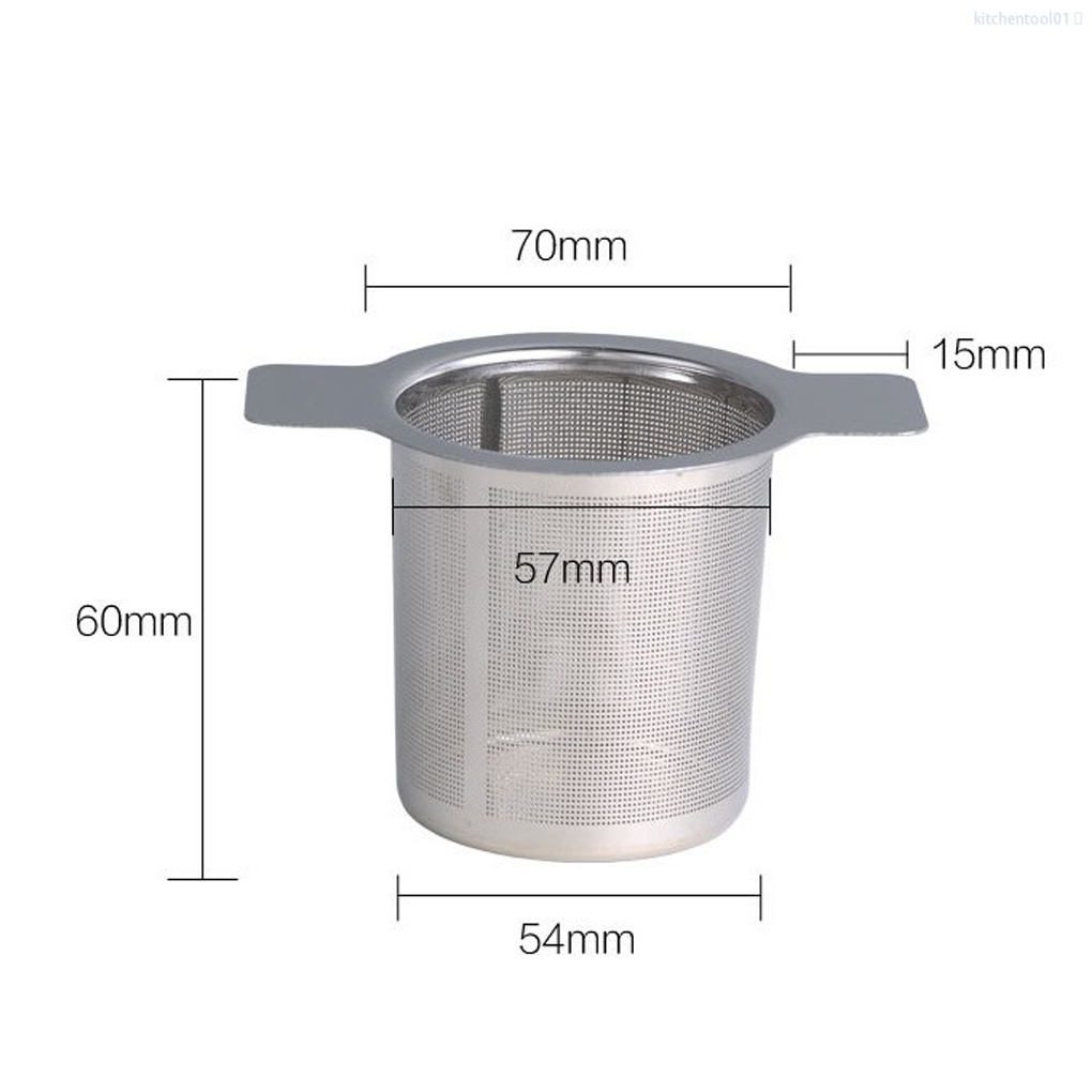 Dụng Cụ Lọc Trà / Cà Phê Bằng Thép Không Gỉ Có Nắp Đậy Tay Cầm Đôi Tiện Dụng Cho Nhà Bếptool01
