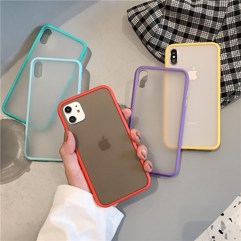 Apple iPhone SE 2020 / iPhone 7 6 6S 8 Plus Silicone Matte Shockproof Transparent Hybrid Phone Case