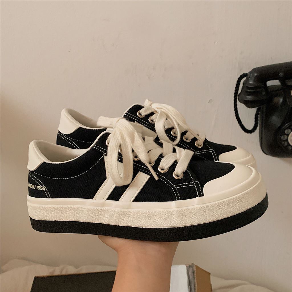 Giày thể thao vải canvas thời trang thu đông Hàn Quốc 2021 mới năng động cho nữ