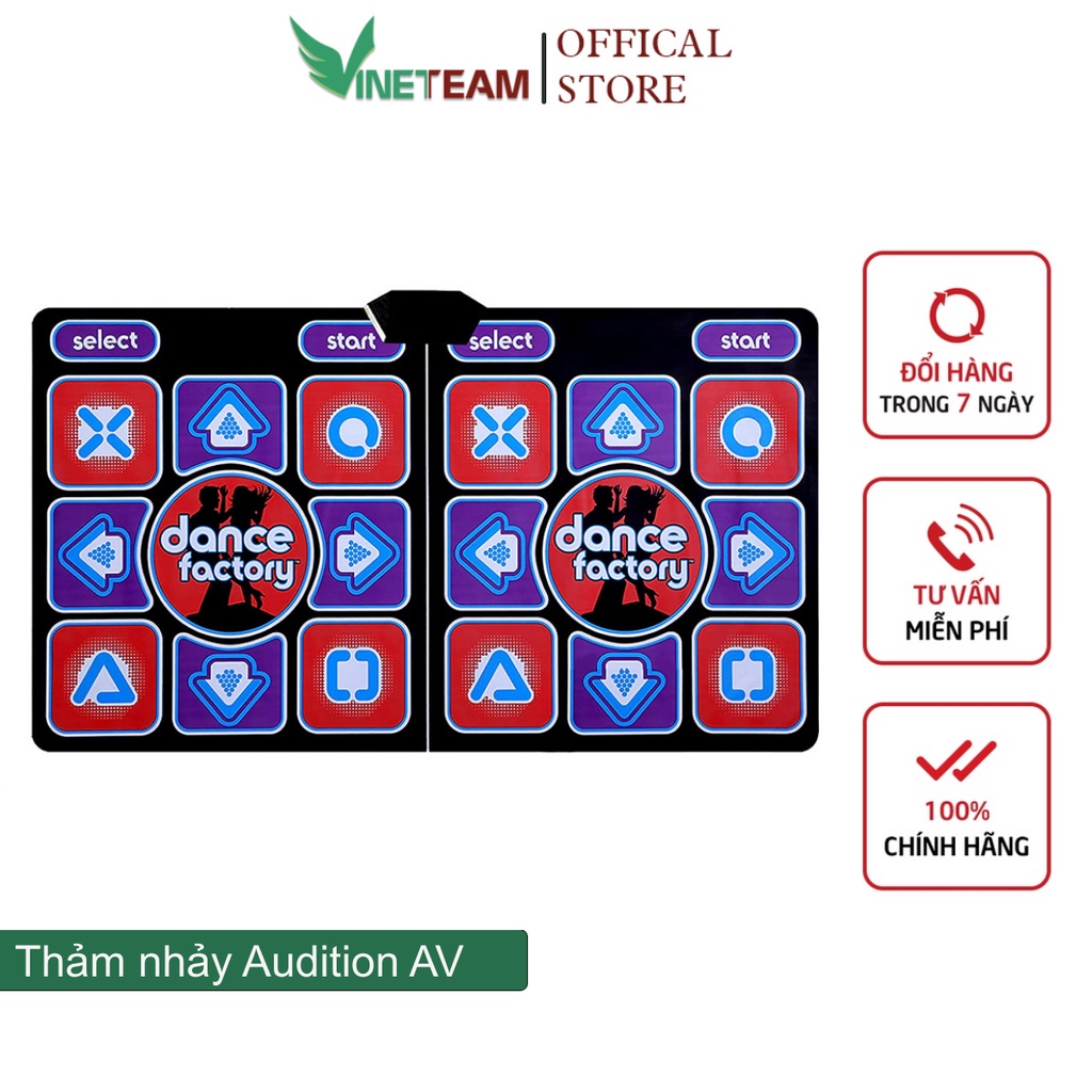 Thảm Nhảy Audition VINETTEAM Kết Nối Tivi, Bản Quốc Tế Tiếng Anh, Kèm 2 Tay Cầm Không Dây Tặng Cáp RCA -4037+4722