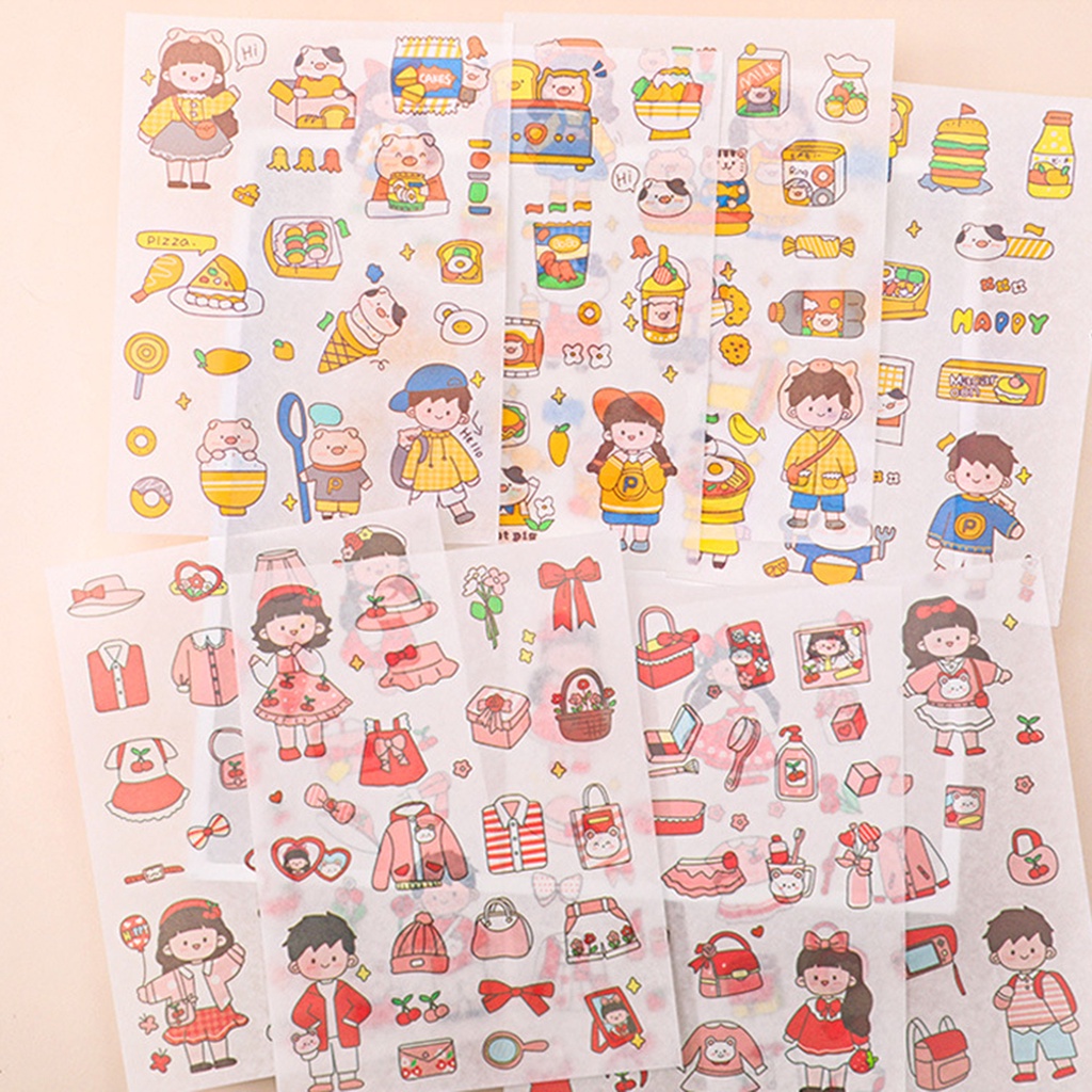 Bộ 4 Miếng Dán Họa Tiết Hoạt Hình Dễ Thương Dùng Trang Trí Sổ Tay / Nhật Ký