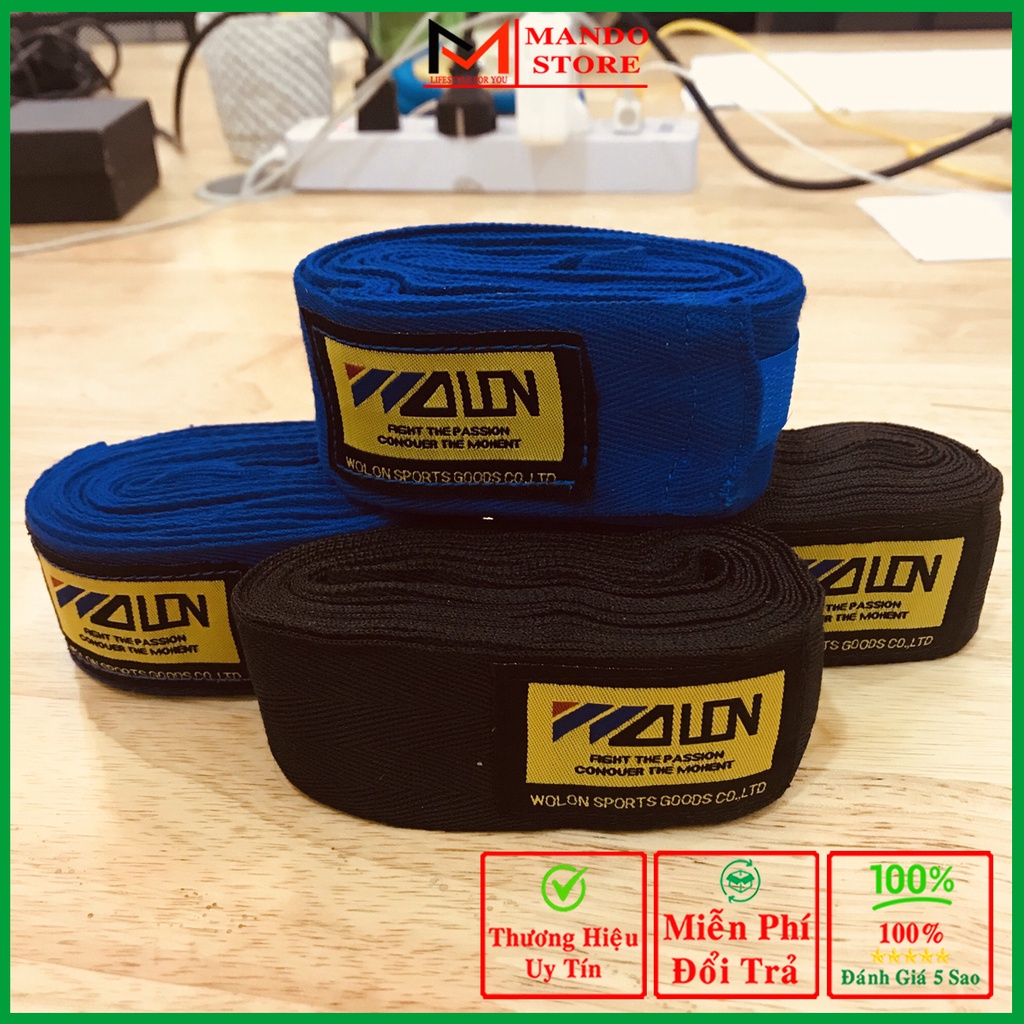Bộ Đôi Băng Dây Quấn Bảo Vệ Tay Thương Hiệu Wolon Đấm Bốc – Dài 5m – Băng Quấn Boxing MMA Dài 5m Chính Hãng