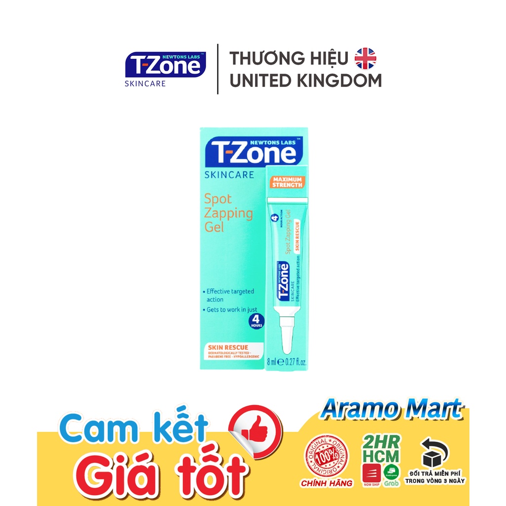 [FREESHIP] Gel Giảm Mụn Cấp Tốc Tinh Chất Tràm Trà T-Zone 8ml ＊AramoMart＊