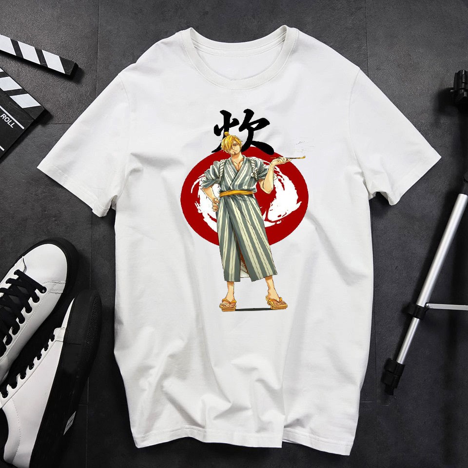 Áo Thun Unisex in Hình Trang Phục Các Nhân Vật OnePiece Đảo Hải Tặc tại Vương Quốc WANO