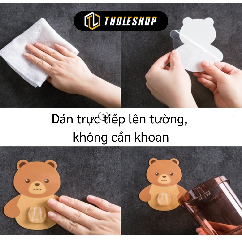 Cốc Gấu Dán Tường Đựng Bàn Chải - Giá Đỡ Bàn Chải Và Kem Đánh Răng Đáng Yêu 9746