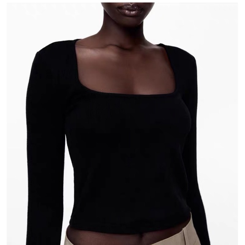 Áo croptop Zara cổ vuông kèm clip