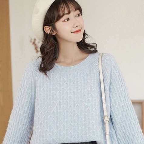Áo len ZHELIHANGFEI dài tay dáng rộng phong cách học đường thời trang dành cho nữ