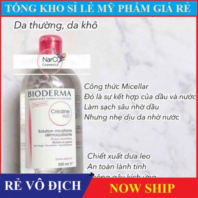 Nước tẩy trang Bioderma 500ml siêu sạch da, sạch nhờn, se lỗ chân lông của Pháp