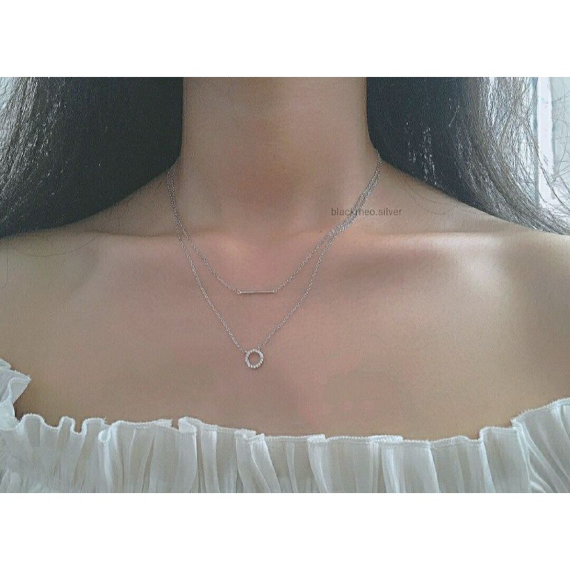 Dây chuyền kép hình học+ Cam kết 100% bạc s925