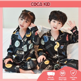 Đồ Ngủ Cho Bé, Đồ Bộ Pijama Bé Tra, Bộ Pijama Cho Bé Gái Chất Lụa In Hình Cực Yêu Cho Bé Từ 8kg - 39kg