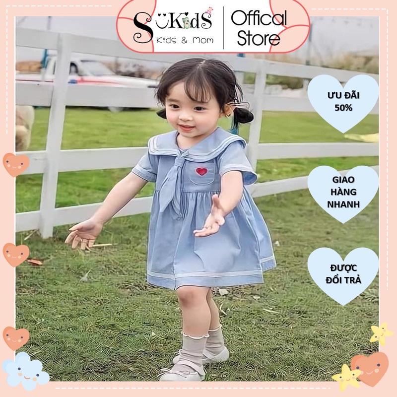Váy bé gái thủy thủ mặt trăng cổ tim, chất cotton thấm hút mồ hôi tốt 7 - 23kg Shop Sukids