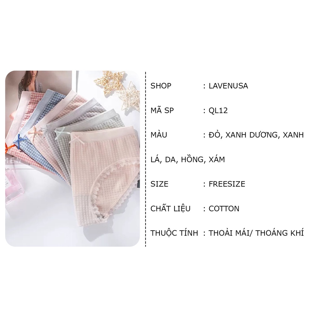 Quần lót nữ cao cấp Cotton kháng khuẩn dễ thương xinh xắn LAVENUSA QL12