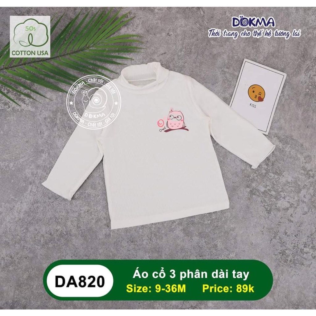 Áo thun dài tay cotton thu đông cho bé trai bé gái Dokma sale size 3Y DA820 Lamiha