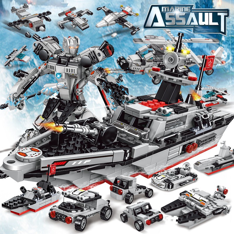 BỘ ĐỒ CHƠI LEGO TÀU CHIẾN TC550 , LEGO ROBOT VÀ MÁY BAY QUÂN ĐỘI