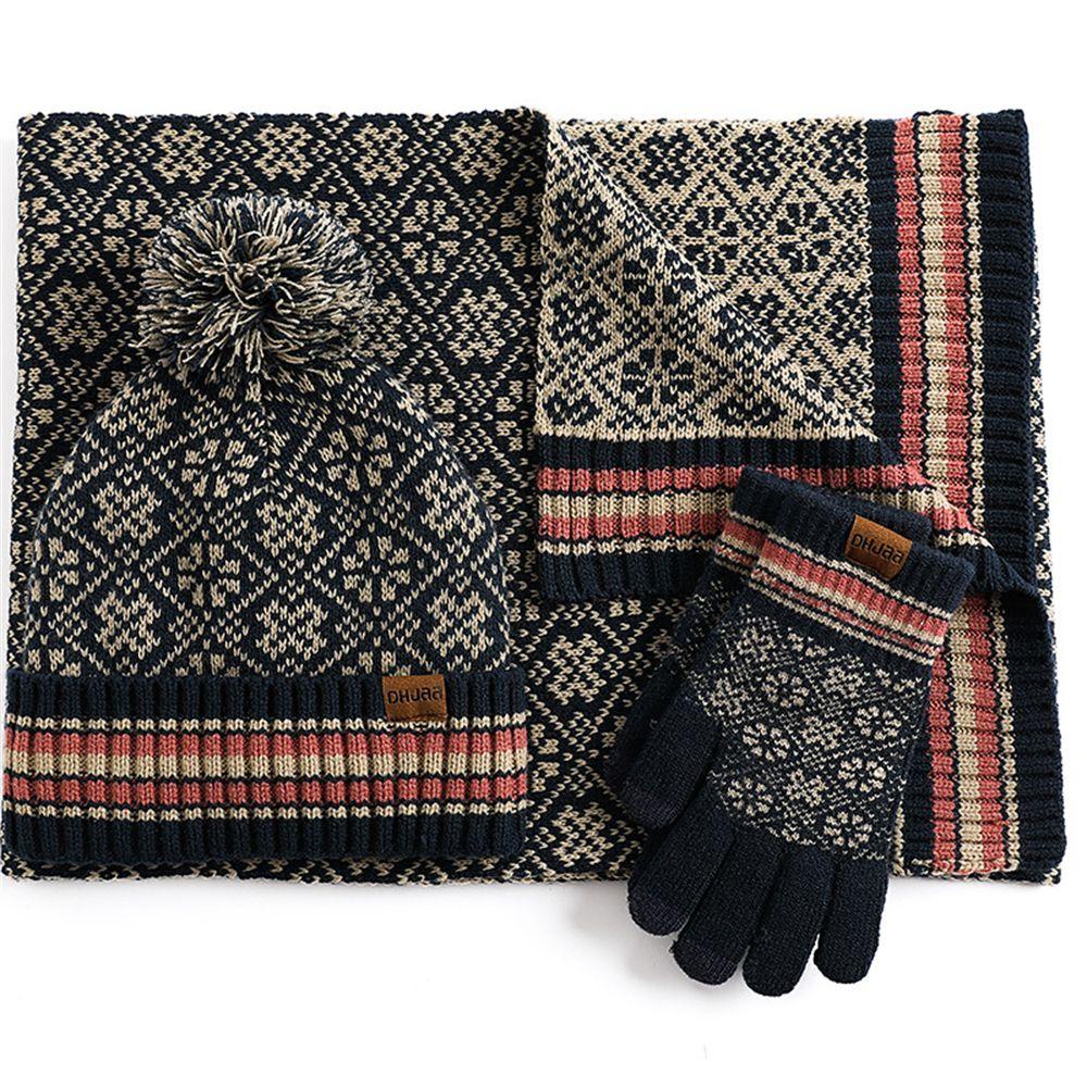 Set Mũ beanie Kèm Găng Tay Và Găng Tay Cảm Ứng Thời Trang Mùa Đông Cho Nữ