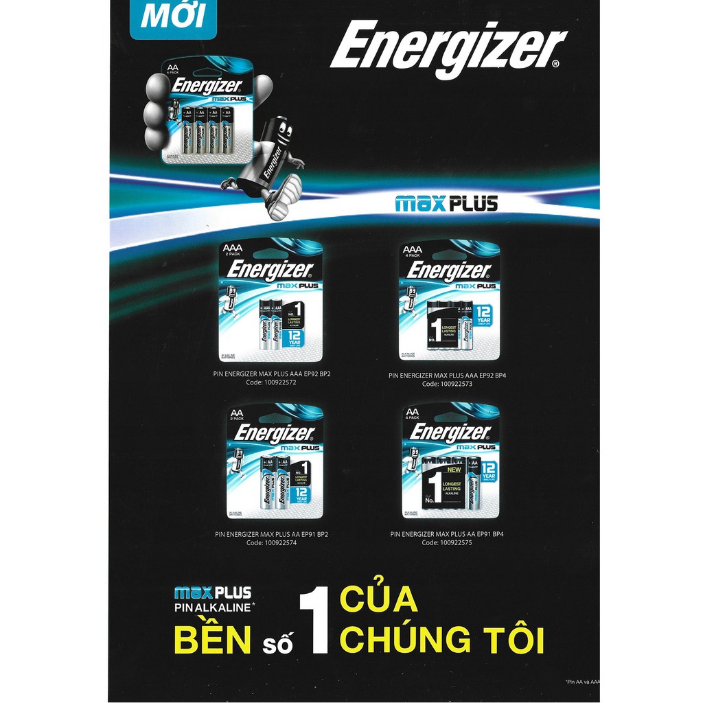 PIN ENERGIZER AAA/AA MAX PLUS - Vỉ 2 viên - Hàng chính hãng