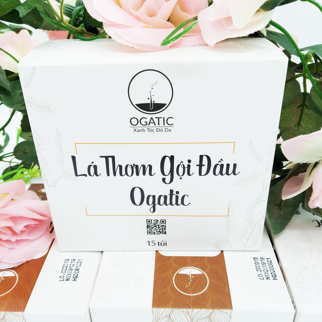 LÁ THƠM GỘI ĐẦU  OGATIC HỘP 15 GÓI - Hàng Chính Hãng  - An Toàn, Từ thảo mộc thiên Nhiên (15 gói x 7,5g)