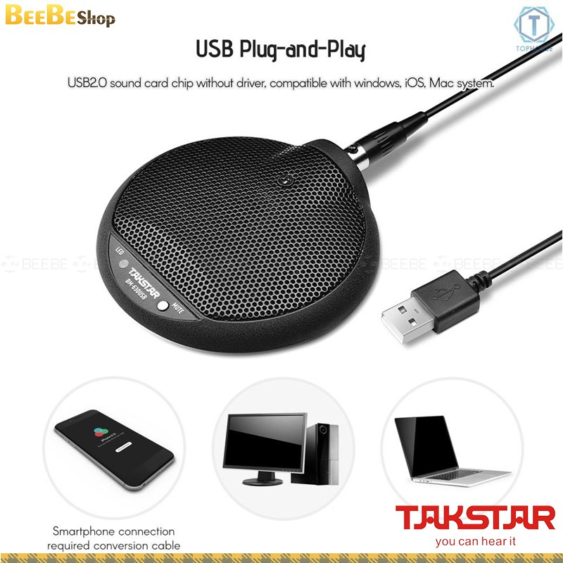 Takstar BM-630USB | Mic Họp Trực Tuyến, Kết Nối Usb, Đa Hướng Thu