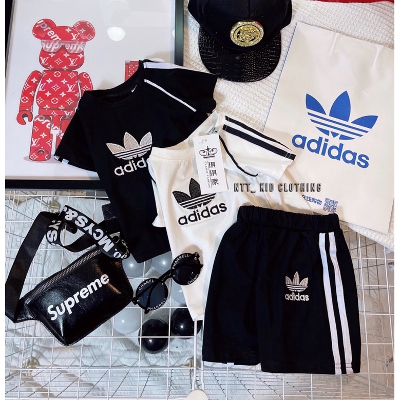 Bộ adidas cho bé, bộ cotton hè cho bé siêu đẹp hai màu dễ mặc
