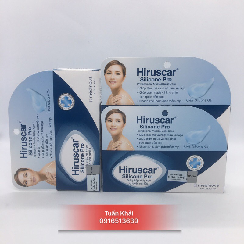 HIRUSCAR SILICONE PRO- GEL GIẢM SẸO LỒI, SẸO LÕM, SẸO TO PHÌ ĐẠI SAU PHẪU THUẬT TUÝP 4g/10g