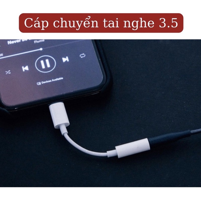 Jack chuyển đổi cho ip 7, 8, X, 11 pro, 12 pro max,13 pro ,14 pro sang chân tai nghe tròn hỗ trợ mic đàm thoại