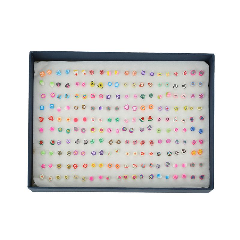 Set 100 cặp bông tai nhựa mini mềm hình trái cây xinh xắn