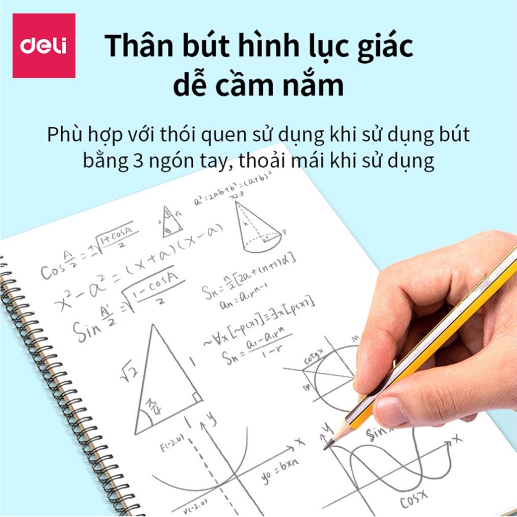 Bút chì than 2B EC001 có tẩy graphite Deli - dùng để đi thi và làm bài kiểm tra - nhạy với máy chấm - 1 chiếc / 12 chiếc