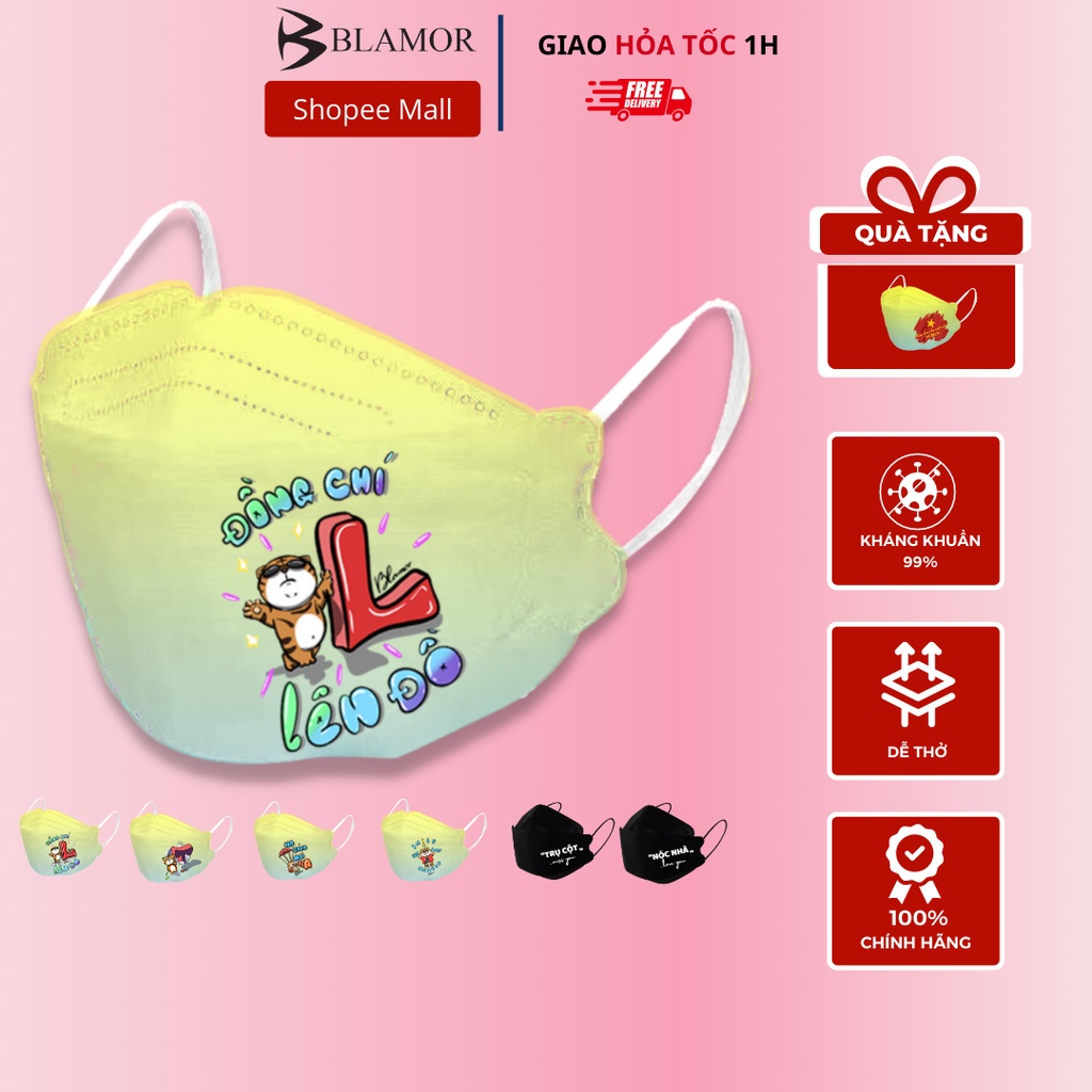 Khẩu trang hình kf94 Blamor thời trang thiết kế Hàn Quốc 3d 4 lớp thông thoáng dễ thở B011S