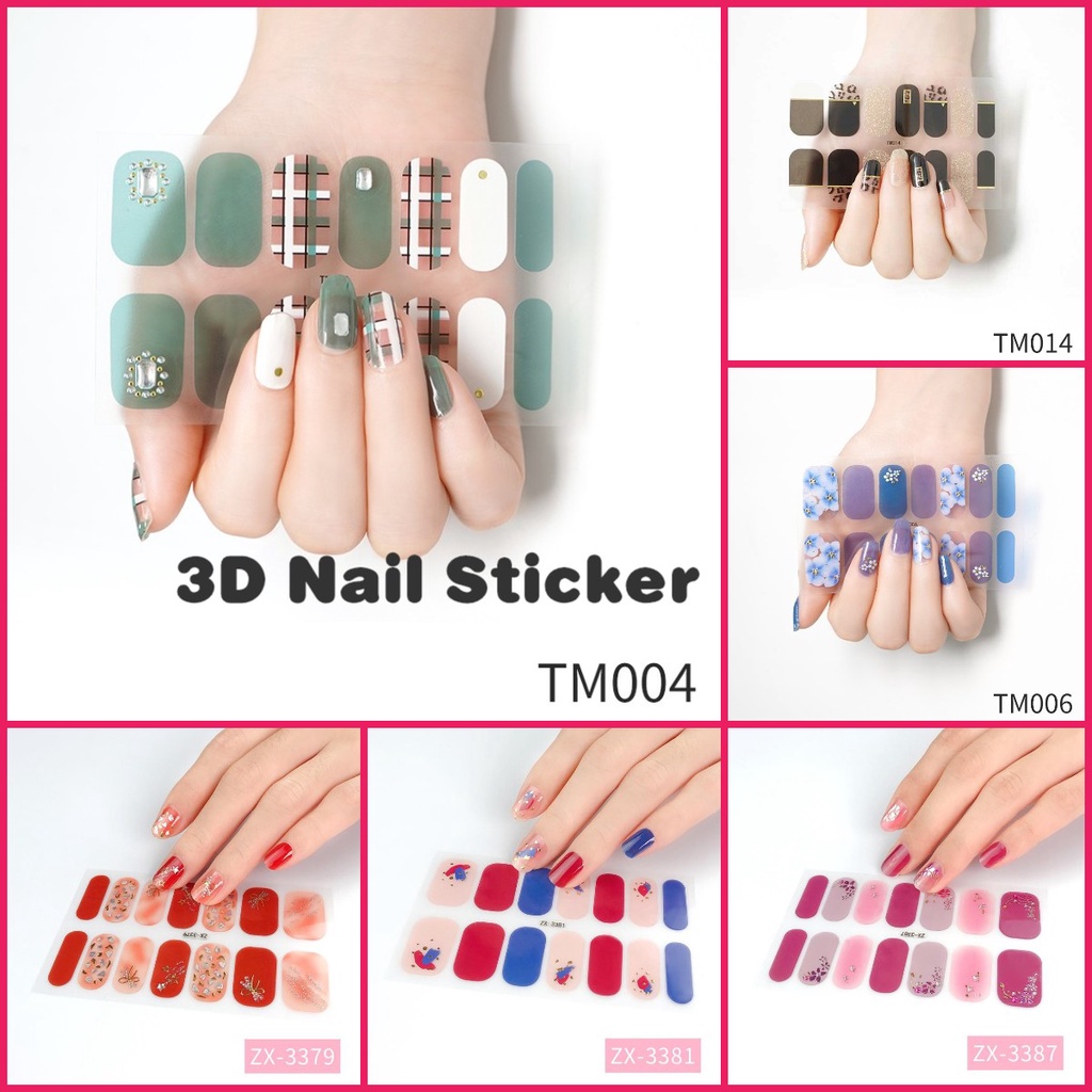 Miếng Dán Trang Trí Móng Tay 3D Tầm Nhìn Toàn Diện Chống Thấm Nước Tái Sử Dụng Toàn Diện Họa Tiết Kim Cương Ngọc Trai Gradient Không Độc Hại Không Độc Hại