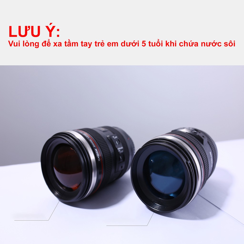 Cốc Cà Phê Hình Ống Kính Lens Máy Ảnh Có Nắp