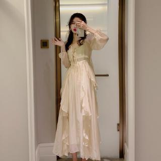 Đầm Chiffon Tay Dài Kiểu Retro Thiết Kế Thanh Lịch Cho Nữ