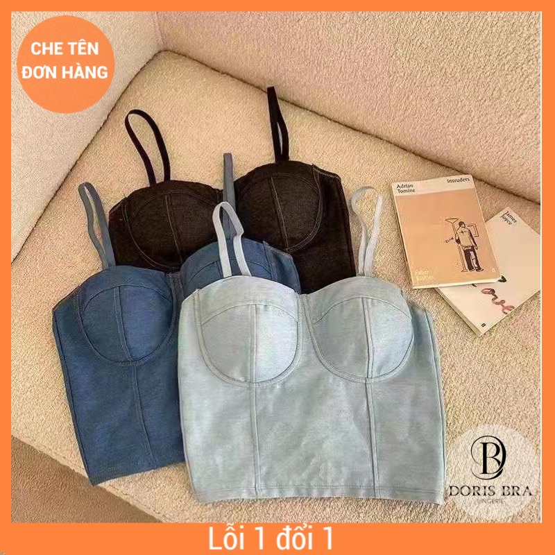 Áo 2 dây Hàn Quốc cup ngực có đệm croptop lưng chun co giãn tốt
