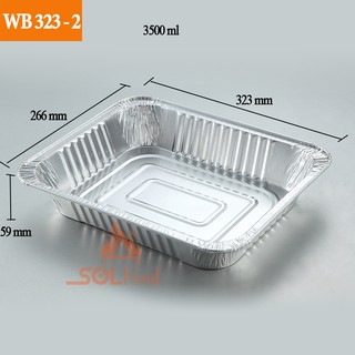 Hộp giấy bạc (Khay nhôm có nắp) Đựng thực phẩm dùng 1 lần mã WB323 - 3500ml - Có chứng nhận ATTP