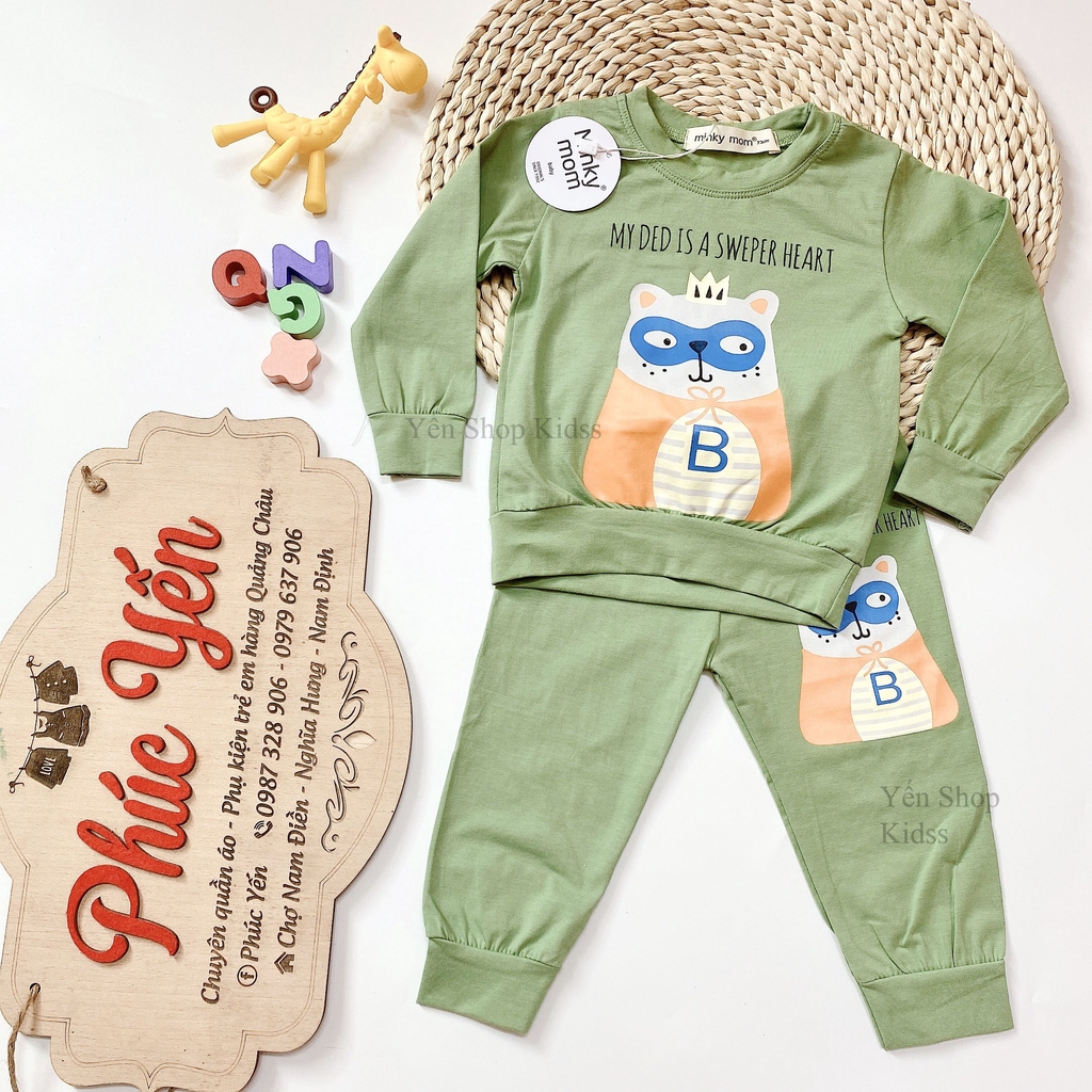 Bộ Dài Tay Minky Mom Cotton 100 % Họa Tiết Động Vật Sư Tử -Chữ Cho Bé (7-19kg) (SP001305)