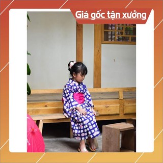 [THANH LÝ] Kimono Trẻ Em Ô Vuông Xanh KI10