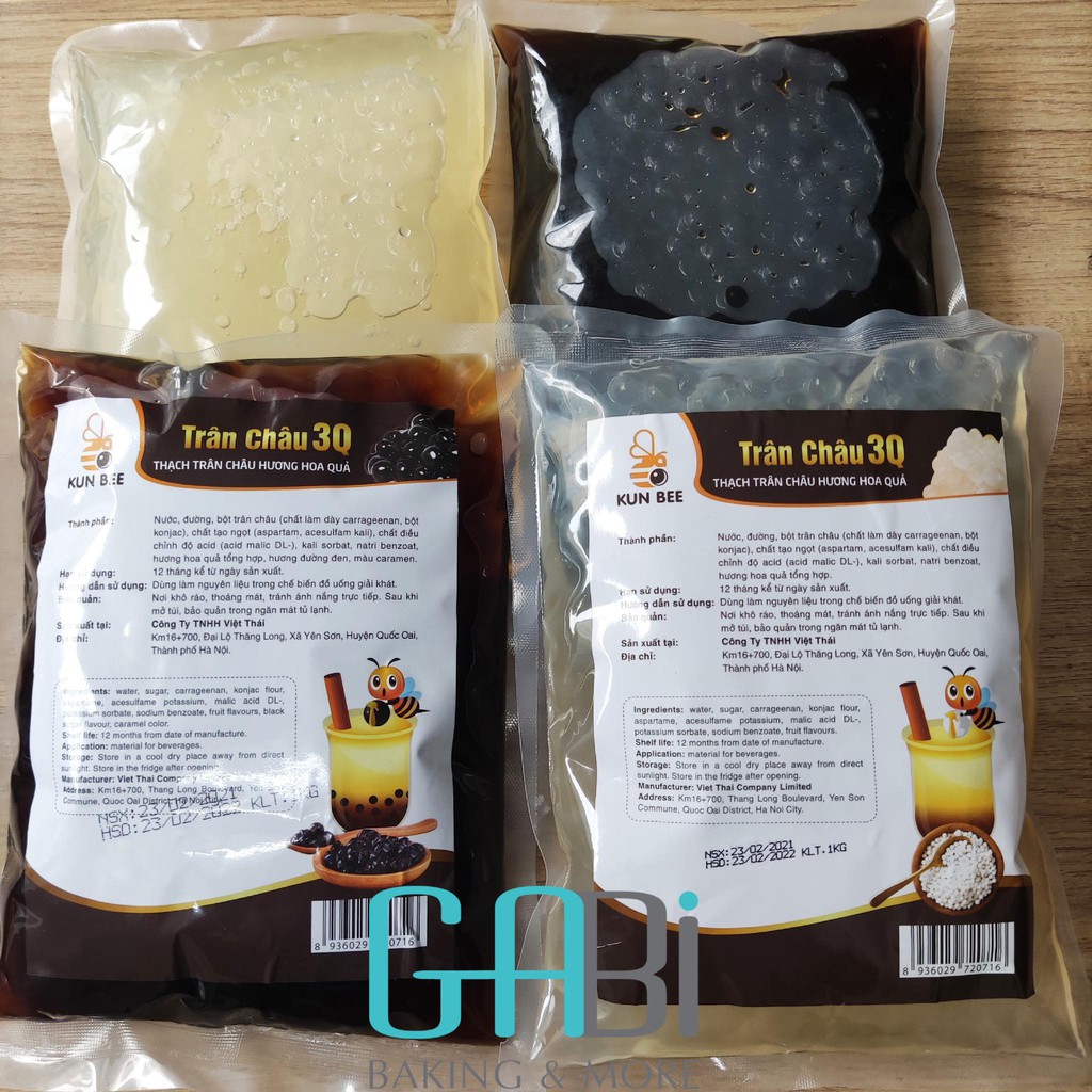 Trân châu giòn 3Q loại 1kg (đen/trắng)